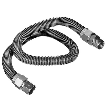 Flextron Gas Line Hose 3/8'' O.D. x 48'' Length 1/2" FIP x MIP Fittings, Stainless Steel Flexible Connector FTGC-SS14-48C